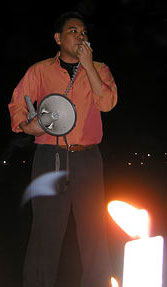 Me at the candle lighting against US war on Iraq (19 March 2004, UP Sunken Garden)