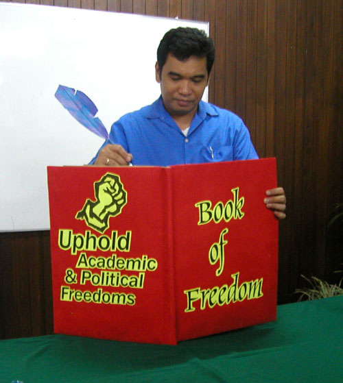 That's me signing on the Book of Freedom